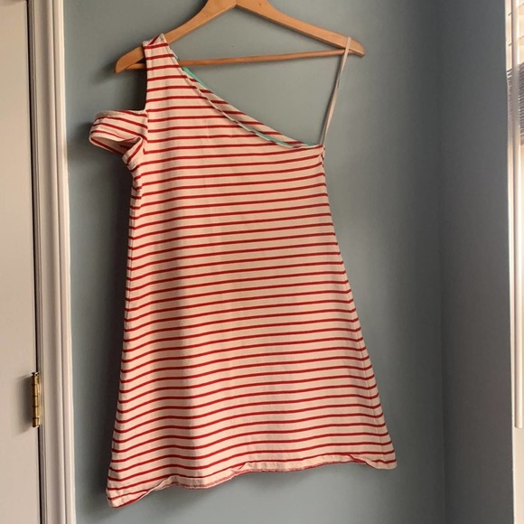 Maeve | Marketa Off Shoulder Red Striped Short Casual Dress Anthro size XS - Picture 6 of 6
